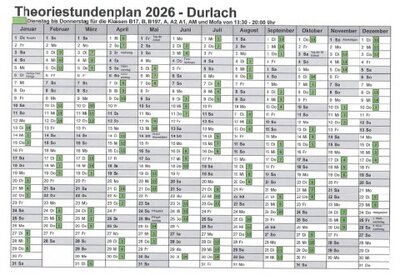 Theoriestundenplan Durlach Fahrschule Frank Dopf, Karlsruhe