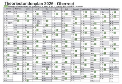 Theoriestundenplan Oberreut Fahrschule Frank Dopf, Karlsruhe