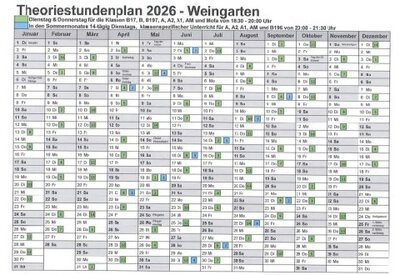 Theoriestundenplan Weingarten Fahrschule Frank Dopf, Karlsruhe