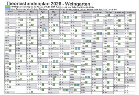 Theoriestundenplan Weingarten - Fahrschule Frank Dopf, Karlsruhe